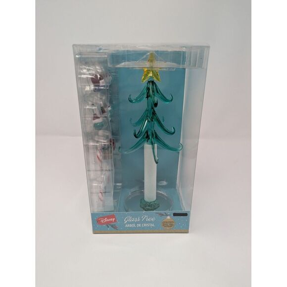 Disney Lilo Stitch Glass Table Top Christmas Tree 13pc Ornaments NEW IN BOX 2024 - Picture 1 of 11